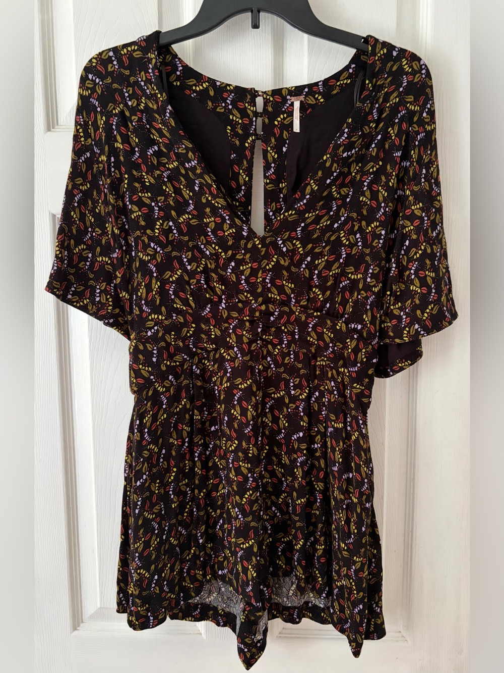 Free People Black Floral Print Romper
